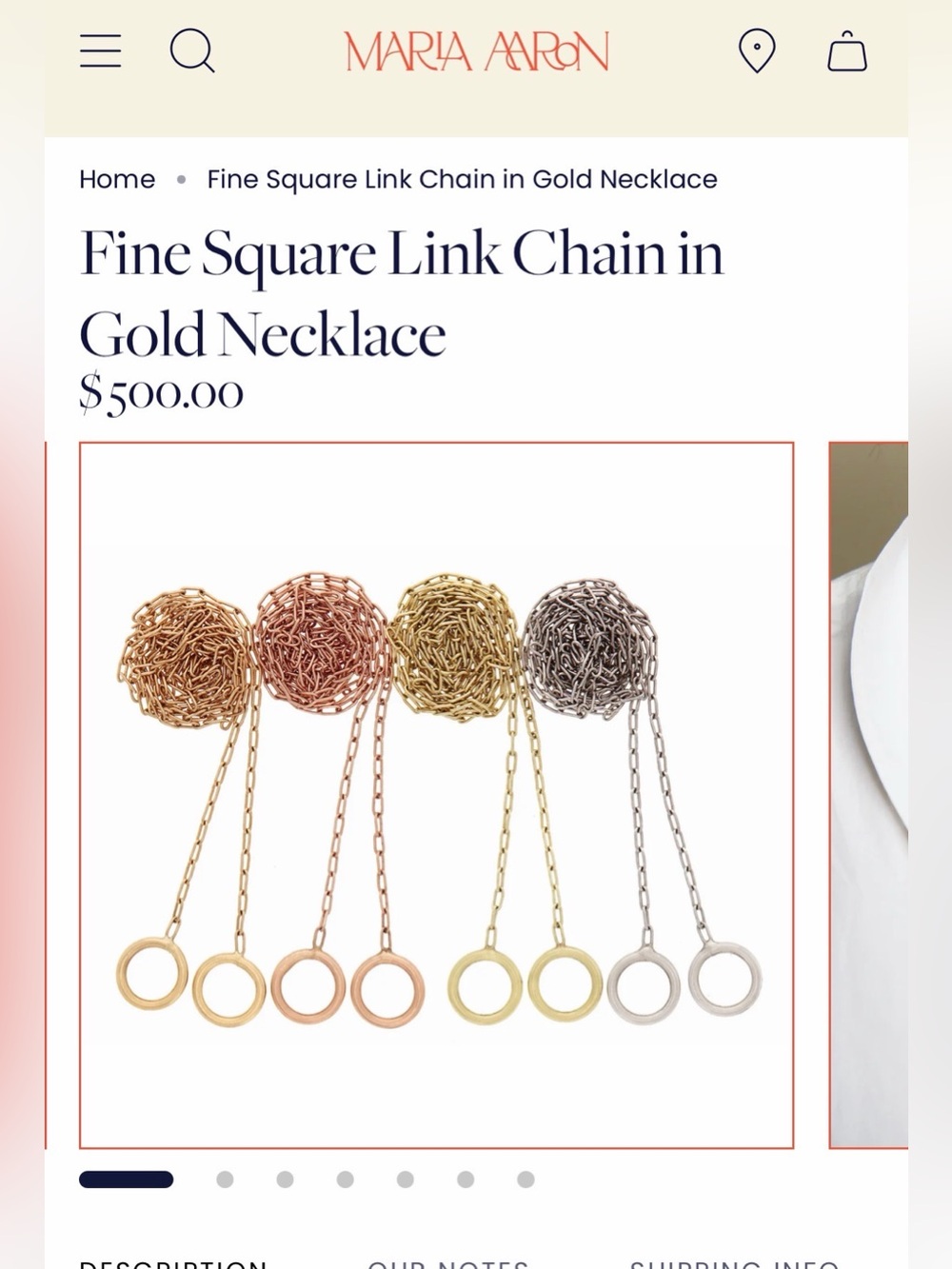 Marla Aaron Fine Square Link Chain Necklace Yellow Gold